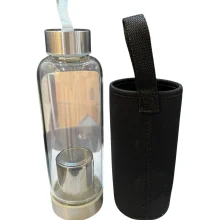 بطری دمنوش شیشه ای کاوردار (دو درب)